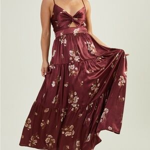 Altar'd State Burgundy Floral Maxi Dress